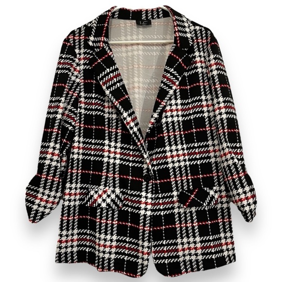 LC - Black Houndstooth Plaid Blazer - Picture 1 of 9